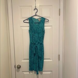 Teal Patterned Sleeveless Dress